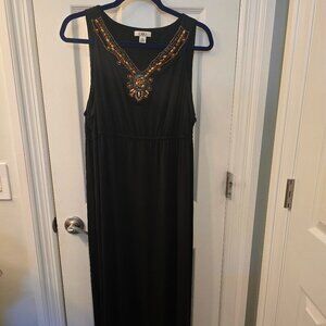 Black Maxi Dress With Embellished Neck (#9)